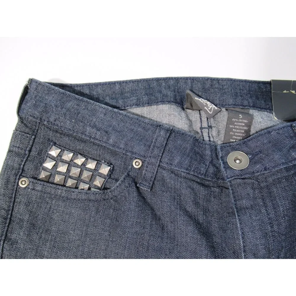 City Streets Ladies Blue Low Rise Jean Shorts Size 5 Studded Embellished NWT A16